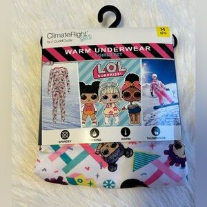 ClimateRight By‎ Cuddl Duds Underwear Girls Size M 8/10 L.O.L. Pajamas Thumbhole